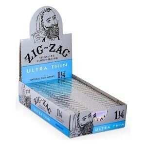 💛 ZIG ZAG ULTRA THIN 1 1/4 ROLLING PAPERS FULL BOX 24 BOOKLETS 32 LEAVES 😍